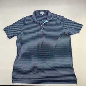 Peter Millar Summer Comfort Polo Mens XXL Blue Black Stripe Golf Shirt  No Logo